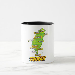 Pop Art Illustriert Taiwan Karte Tasse