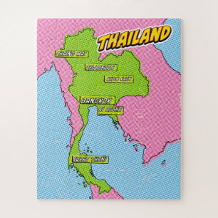 Pop Art Illustriert Thailand Karte Puzzle