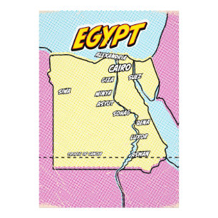 Pop-Art-illustrierte Ägyptenkarte Fotodruck