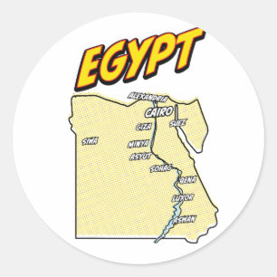 Pop-Art-illustrierte Ägyptenkarte Runder Aufkleber