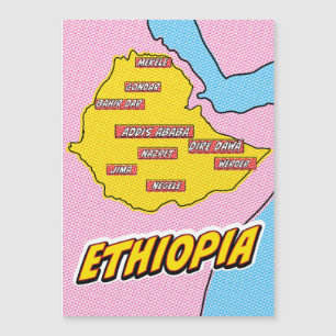 Pop-Art-illustrierte Äthiopien-Karte Magnetkarte