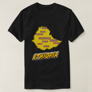 Pop-Art-illustrierte Äthiopien-Karte T-Shirt