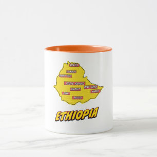 Pop-Art-illustrierte Äthiopien-Karte Tasse
