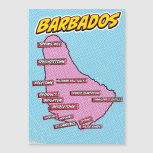Pop-Art-illustrierte Barbados-Karte Magnetkarte