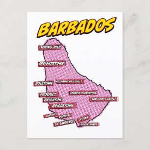 Pop-Art-illustrierte Barbados-Karte Postkarte