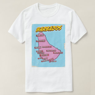 Pop-Art-illustrierte Barbados-Karte T-Shirt