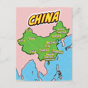 Pop Art Illustrierte China Karte