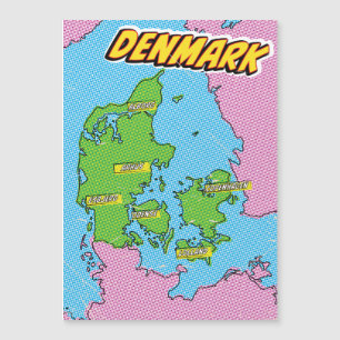 Pop-Art-illustrierte Dänemark-Karte Magnetkarte