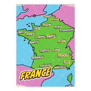 Pop-Art-illustrierte Frankreichkarte Fotodruck