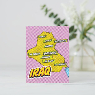 Pop Art Illustrierte Irak-Karte Postkarte
