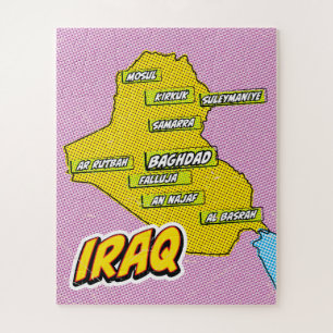 Pop-Art-Illustrierte Irak-Karte Puzzle