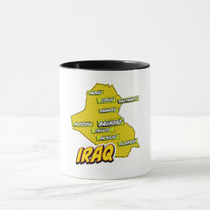 Pop Art Illustrierte Irak-Karte Tasse