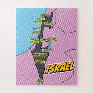 Pop-Art-illustrierte Israel-Karte Puzzle