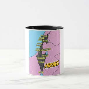 Pop-Art-illustrierte Israel-Karte Tasse