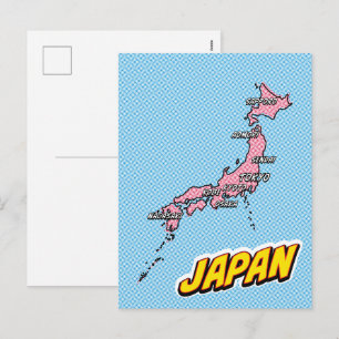 Pop Art illustrierte Japan-Karte Feiertagspostkarte