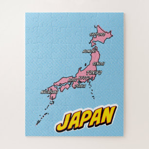 Pop Art illustrierte Japan-Karte Puzzle