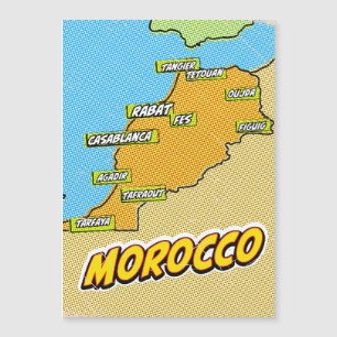 Pop-Art-illustrierte Marokko-Karte Magnetkarte