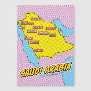 Pop-Art-Illustrierte Saudi-Arabien-Karte Magnetkarte