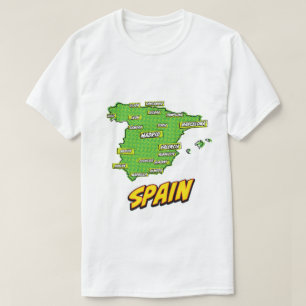 Pop-Art-illustrierte Spanienkarte T-Shirt