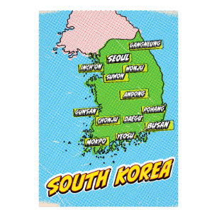 Pop-Art-illustrierte Südkorea-Karte Fotodruck