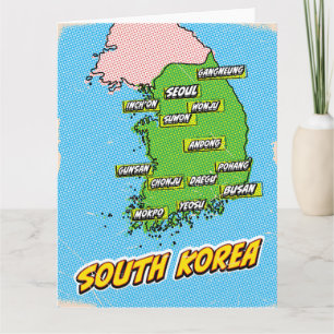 Pop-Art-illustrierte Südkorea-Karte Karte