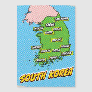 Pop-Art-illustrierte Südkorea-Karte Magnetkarte