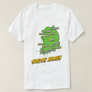 Pop-Art-illustrierte Südkorea-Karte T-Shirt