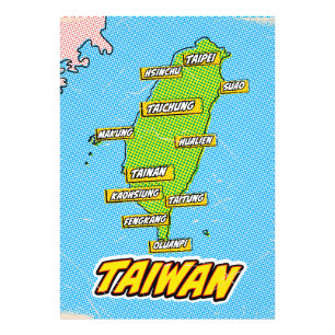 Pop-Art-illustrierte Taiwan-Karte Fotodruck