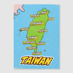 Pop-Art-illustrierte Taiwan-Karte Magnetkarte