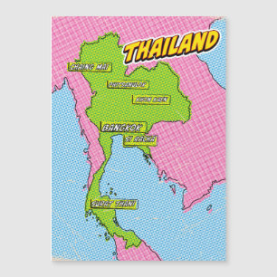 Pop-Art-illustrierte Thailand-Karte Magnetkarte