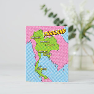 Pop-Art-illustrierte Thailand-Karte Postkarte
