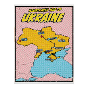 Pop Art Illustrierte Ukraine  Poster