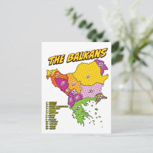 Pop Art Illustrierter Balkan-Karte Postkarte