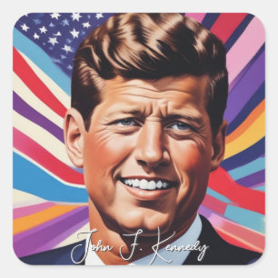 Pop Art Jack JFK John F. Kennedy Quadratischer Aufkleber