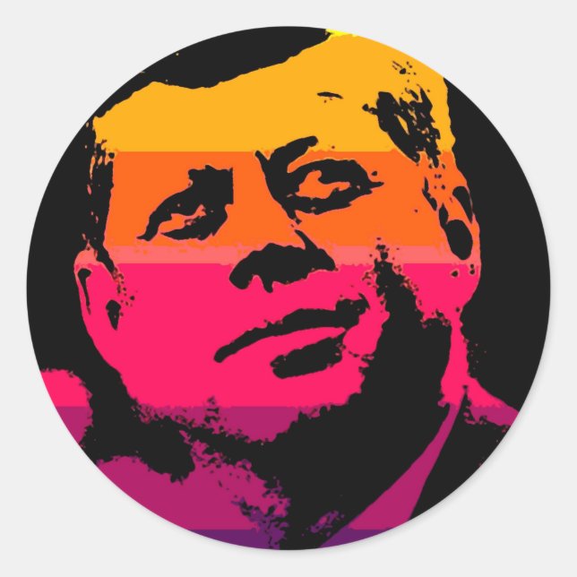 Pop Art Jack JFK John F. Kennedy Runder Aufkleber (Vorderseite)