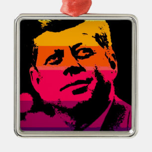 Pop Art Jack JFK John F. Kennedy Silbernes Ornament