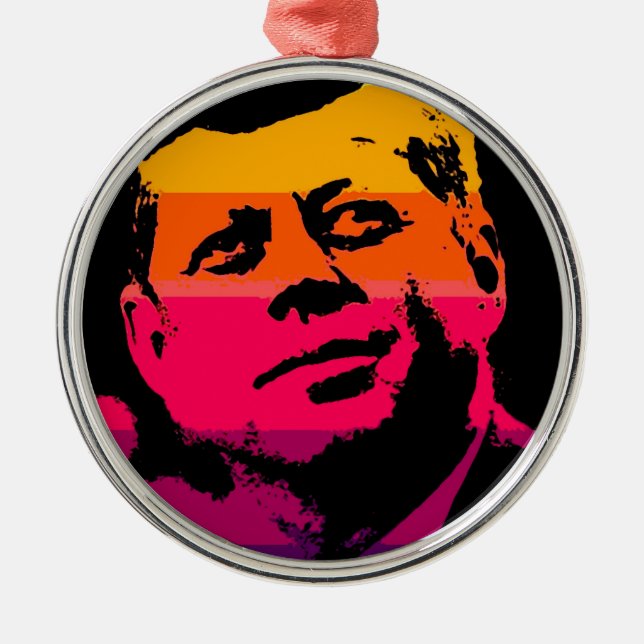 Pop Art Jack JFK John F. Kennedy Silbernes Ornament (Vorne)