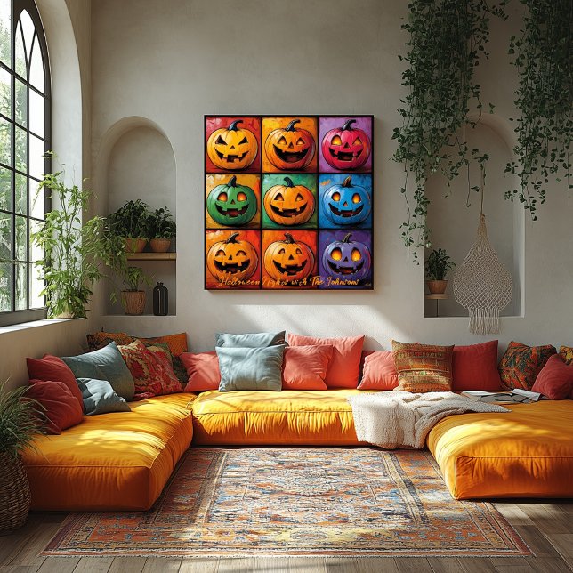 Pop Art Jack-o'-Lantern Grid Halloween Poster (Von Creator hochgeladen)