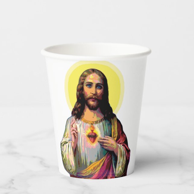 Pop Art Jesus Christus Pappbecher (Vorderseite)
