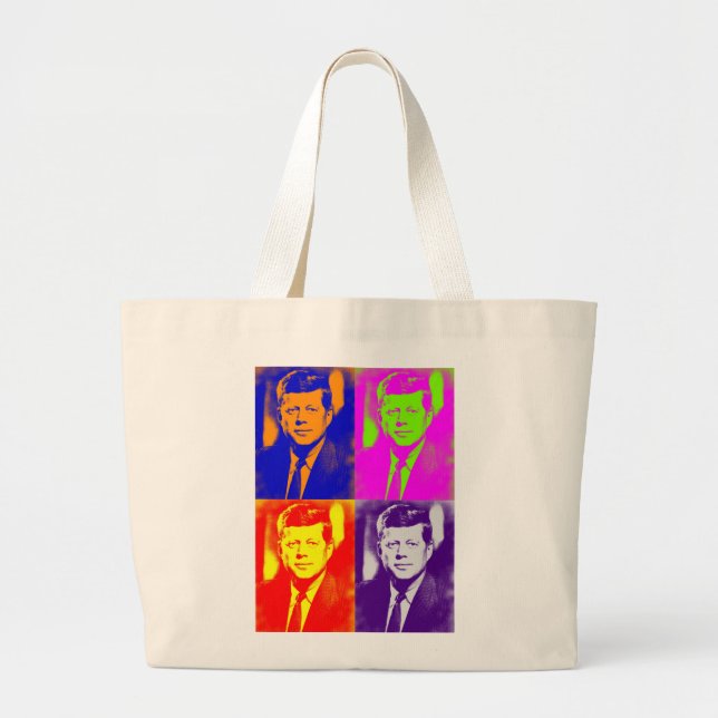 Pop Art JFK John F. Kennedy Jumbo Stoffbeutel (Vorne)