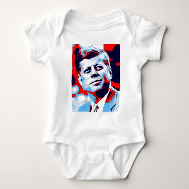 Pop Art JFK John F. Kennedy Red Blue Baby Strampler (Vorderseite)