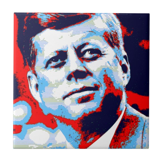 Pop Art JFK John F. Kennedy Red Blue Fliese (Vorderseite)