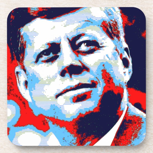 Pop Art JFK John F. Kennedy Red Blue Getränkeuntersetzer (Vorderseite)