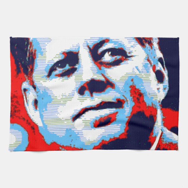 Pop Art JFK John F. Kennedy Red Blue Handtuch (Horizontal)