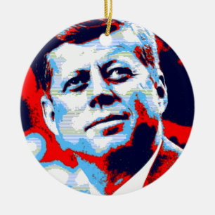 Pop Art JFK John F. Kennedy Red Blue Keramik Ornament