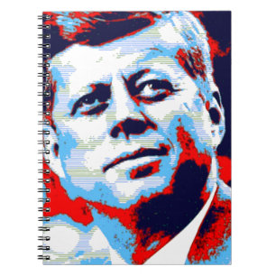 Pop Art JFK John F. Kennedy Red Blue Notizblock