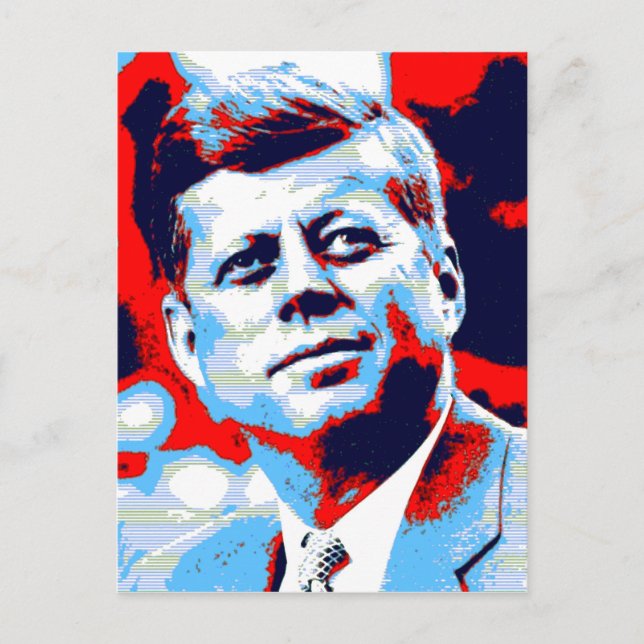 Pop Art JFK John F. Kennedy Red Blue Postkarte (Vorderseite)