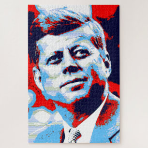 Pop Art JFK John F. Kennedy Red Blue Puzzle