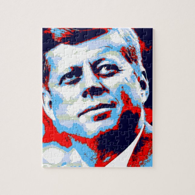 Pop Art JFK John F. Kennedy Red Blue Puzzle (Vertikal)