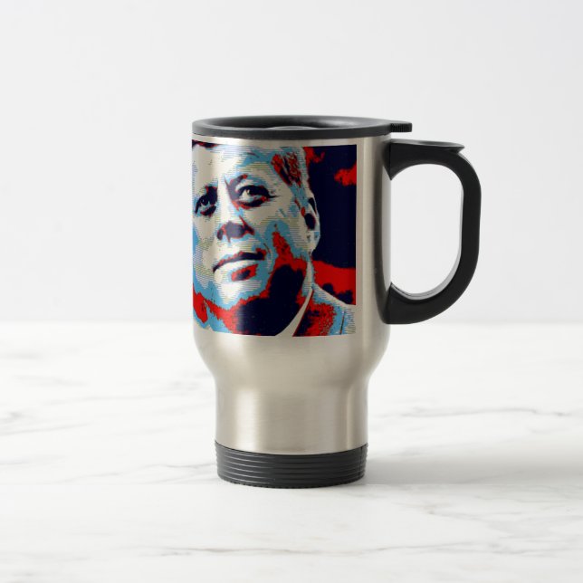 Pop Art JFK John F. Kennedy Red Blue Reisebecher (Rechts)
